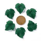 Autumn Theme Transparent Frosted Acrylic Pendants, Maple Leaf, Dark Green, 24x22.5x3mm, Hole: 1mm, 100pc/Set