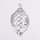 Alloy Pendants, Lead Free, Leaf, Antique Silver, 49.5x27.5x2mm, Hole: 3.5mm, 10pc/Set