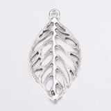 Alloy Pendants, Lead Free, Leaf, Antique Silver, 49.5x27.5x2mm, Hole: 3.5mm, 10pc/Set