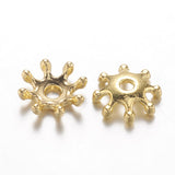 Alloy Bead Caps, Cadmium Free & Lead Free, Flower, Multi-Petal, Golden, 8x2.5mm, Hole: 1.5mm, 50pcs/Set