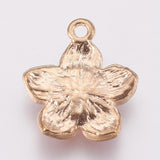 Zinc Alloy Enamel Pendants, Flower, Golden, Pink, 16.5x14.5x2.5~3mm, Hole: 1.5mm, 10pc/Set