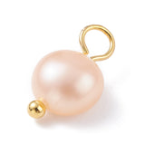 Natural Cultured Freshwater Pearl Charms, with Golden Brass Ball Head pins, Oval, Seashell Color, 10~12x5.5~7x4.5~6mm, Hole: 2.4~2.7mm, 10pc/Set