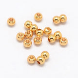 Real 24K Gold Plated Brass Round Spacer Beads, 3x2mm, Hole: 1mm, 50pc/Set