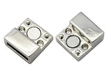 Alloy Magnetic Clasps with Glue-in Ends, Rectangle, Platinum, 13x20x6.5mm, Hole: 3x10mm, 5Set/Set