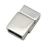 Alloy Magnetic Clasps with Glue-in Ends, Rectangle, Platinum, 13x20x6.5mm, Hole: 3x10mm, 5Set/Set