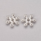 Zinc Alloy Beads Spacers, Cadmium Free & Lead Free, with One Hole, Snowflake, Silver Color Plated, 8.5x2.5mm, Hole: 1.5mm, 100pc/Set