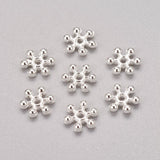 Zinc Alloy Beads Spacers, Cadmium Free & Lead Free, with One Hole, Snowflake, Silver Color Plated, 8.5x2.5mm, Hole: 1.5mm, 100pc/Set