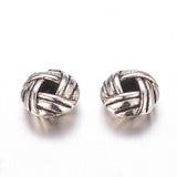 Zinc Alloy Spacer Beads, Flat Round, Cadmium Free & Nickel Free & Lead Free, Antique Silver, 6x3.2mm, Hole: 2mm, 50pcs/Set