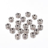 Zinc Alloy Spacer Beads, Flat Round, Cadmium Free & Nickel Free & Lead Free, Antique Silver, 6x3.2mm, Hole: 2mm, 50pcs/Set