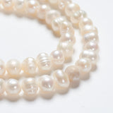 Natural Cultured Freshwater Pearl Beads Strands, Nuggets, Creamy White, 5~6mm, Hole: 0.8mm, about 62pcs/strand, 13.77 inch~14.17 inch