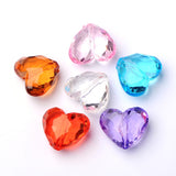 Transparent Acrylic Beads, Heart, Mixed Color, 25x29.2x16mm, Hole: 3mm, 5pc/Set