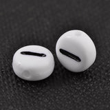 Flat Round with Letter I Acrylic Beads, with Horizontal Hole, White & Black, Size: about 7mm in diameter, 4mm thick, hole: 1mm, 100pcs/Set