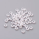 Flat Round with Letter Y Acrylic Beads, with Horizontal Hole, White & Black, Size: about 7mm in diameter, 4mm thick, hole: 1mm, 100pcs/Set