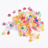 Mixed Color Plating Faceted Round Acrylic Spacer Beads, about 3.5mm wide, 4mm long, hole: 1mm, 500pc/Set