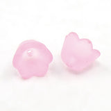 Chunky Pink Transparent Frosted Tulip Flower Acrylic Bead Caps, Lily of the Valley, 10mm wide, 6mm thick, hole:1.5mm, 100pcs/Set