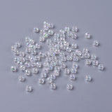 Eco-Friendly Transparent Acrylic Beads, Round, AB Color, Clear AB, 3mm, Hole: 1.5mm, 1000pc/Set