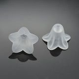 White Frosted Transparent Acrylic Flower Beads, 17.5x12mm, Hole: 1.5mm, 50pc/Set