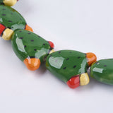 Handmade Porcelain Beads, Cactus, Green, 21x19x9mm, Hole: 1.5mm