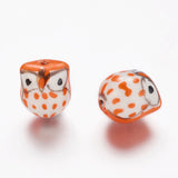 Handmade Porcelain Beads, Famille Rose Porcelain, Owl, Mixed Color, 17x15x13mm, Hole: 3mm, 5pc/Set