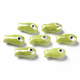 Handmade Porcelain Beads, Famille Rose Style, Fish, Mixed Color, 19.5x10x8mm, Hole: 2mm, 10pcs/Set