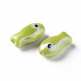 Handmade Porcelain Beads, Famille Rose Style, Fish, Mixed Color, 19.5x10x8mm, Hole: 2mm, 10pcs/Set