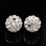 Pave Disco Ball Beads, Polymer Clay Rhinestone Beads, Round, Crystal, PP15(2.1~2.2mm), 10mm, Hole: 1.5mm, 10pc/Set