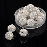 Pave Disco Ball Beads, Polymer Clay Rhinestone Beads, Round, Crystal, PP15(2.1~2.2mm), 10mm, Hole: 1.5mm, 10pc/Set