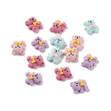 Bear with Bowknot Opaque Resin Cabochons, Mixed Color, 13.5~14x12.5x6mm, 20pc/Set