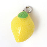 Lemon Resin Pendants, with Platinum Plated Iron Findings, Yellow, 20~24x12x12mm, Hole: 2mm, 10pc/Set