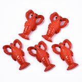 Resin Pendants, Imitation Food, Langoustine , Red, 49x31.5x13mm, Hole: 2mm, 5pc/Set