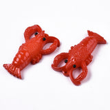 Resin Pendants, Imitation Food, Langoustine , Red, 49x31.5x13mm, Hole: 2mm, 5pc/Set