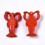 Resin Pendants, Imitation Food, Langoustine , Red, 49x31.5x13mm, Hole: 2mm, 5pc/Set