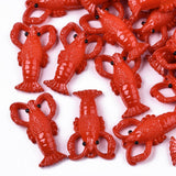 Resin Pendants, Imitation Food, Langoustine , Red, 49x31.5x13mm, Hole: 2mm, 5pc/Set