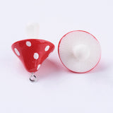 Resin Mushroom Pendants, Red, 34~36x22~26x22~26mm, Hole: 2mm, 10pc/Set