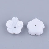 Opaque Resin Bead Caps, 5-Petal, Flower, White, 10x10.5x3.5mm, Hole: 1mm, 50pc/Set