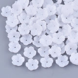 Opaque Resin Bead Caps, 5-Petal, Flower, White, 10x10.5x3.5mm, Hole: 1mm, 50pc/Set