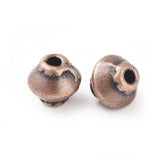 Tibetan Style Spacer Beads, Bicone, Zinc Alloy, Lead Free & Nickel Free & Cadmium Free, Red Copper Color, 5mm in diameter, 4.5mm thick, hole: 1mm, 100pc/Set