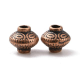 Tibetan Style Spacer Beads, Lead Free & Cadmium Free & Nickel Free, Bicone, Red Copper, 5.4x6.3mm, Hole: 1mm, 50pc/Set