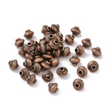 Tibetan Style Spacer Beads, Lead Free & Cadmium Free & Nickel Free, Bicone, Red Copper, 5.4x6.3mm, Hole: 1mm, 50pc/Set