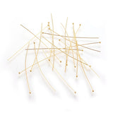 Golden Plated Brass Ball Head Pins, Size: about 0.5mm thick, 24 Gauge,, 50mm long, Head: 1.5mm, 100pc/Set