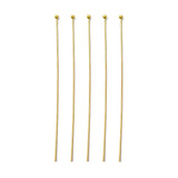 Brass Ball Head Pins, Golden, Size: about 0.7mm thick(21 Gauge), 70mm long, about 75pcs/20g, Head: 1.8mm