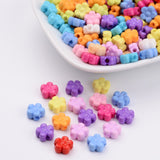 Solid Color Acrylic Beads, Flower, Mixed Color, 8.5x9x4mm, Hole: 2mm, 200pc/Set