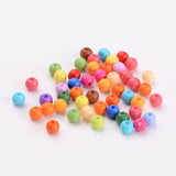 Solid Chunky Acrylic Ball Beads, Round, Mixed Color, 4mm, Hole: 1mm, 500pc/Set