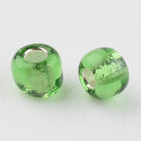 12/0 Glass Seed Beads, Silver Lined Round Hole, Round,Lime Green, 2mm, Hole: 1mm, about 3306pcs/50g, 50g/Set