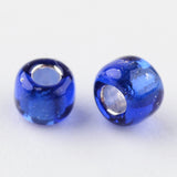 12/0 Glass Seed Beads, Silver Lined Round Hole, Round, Blue, 2mm, Hole: 1mm, about 3306pcs/50g