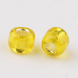 12/0 Glass Seed Beads, Silver Lined Round Hole, Round, Yellow, 2mm, Hole: 1mm, about 3306pcs/50g