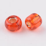 8/0 Glass Seed Beads, Silver Lined Round Hole, Round, Red, 3mm, Hole: 1mm, about 1097pcs/50g, 50g/Set