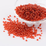 8/0 Glass Seed Beads, Silver Lined Round Hole, Round, Red, 3mm, Hole: 1mm, about 1097pcs/50g, 50g/Set