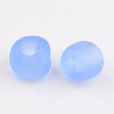 6/0 Frosted Round Glass Seed Beads, Cornflower Blue, Size: about 4mm in diameter, hole:1.5mm, about 495pcs/50g