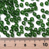 6/0 Frosted Round Glass Seed Beads, Green, Size: about 4mm in diameter, hole:1.5mm, about 495pcs/50g